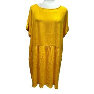 Umgee Dress Linen-Blend Size M Women's‎ Yellow  W/ Pockets